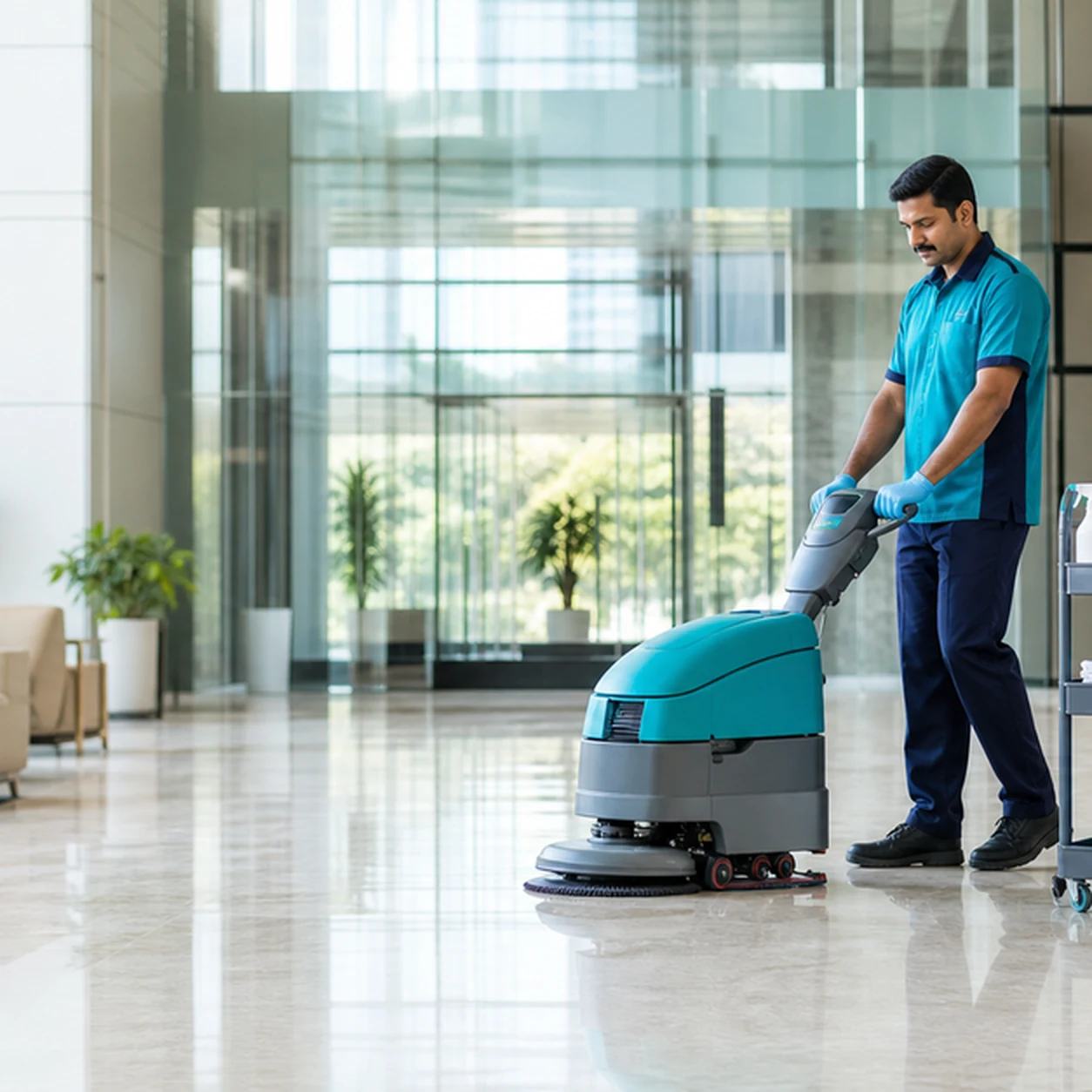 Professional housekeeping staff providing cleaning services in Coimbatore